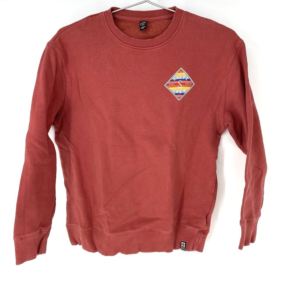 Salty Crew Sink Swim Graphic Crew Neck Sweatshirt Rust Red Women's Size S